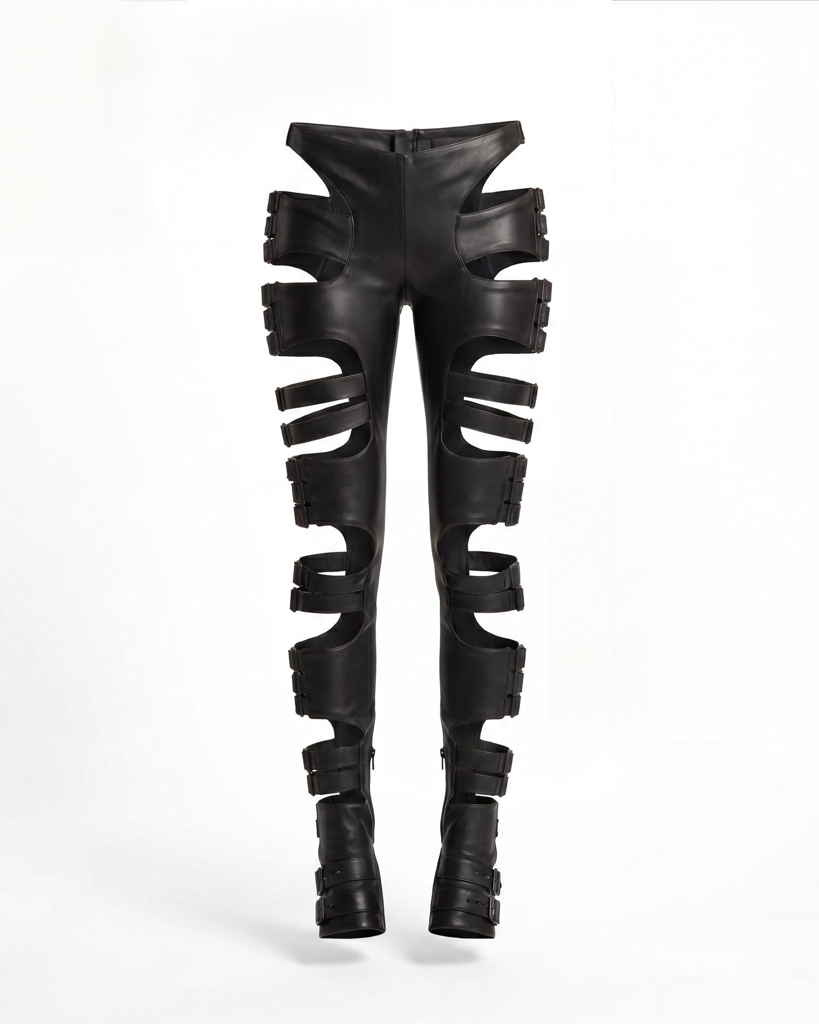 LEATHER CUT-OUT TROUSERS