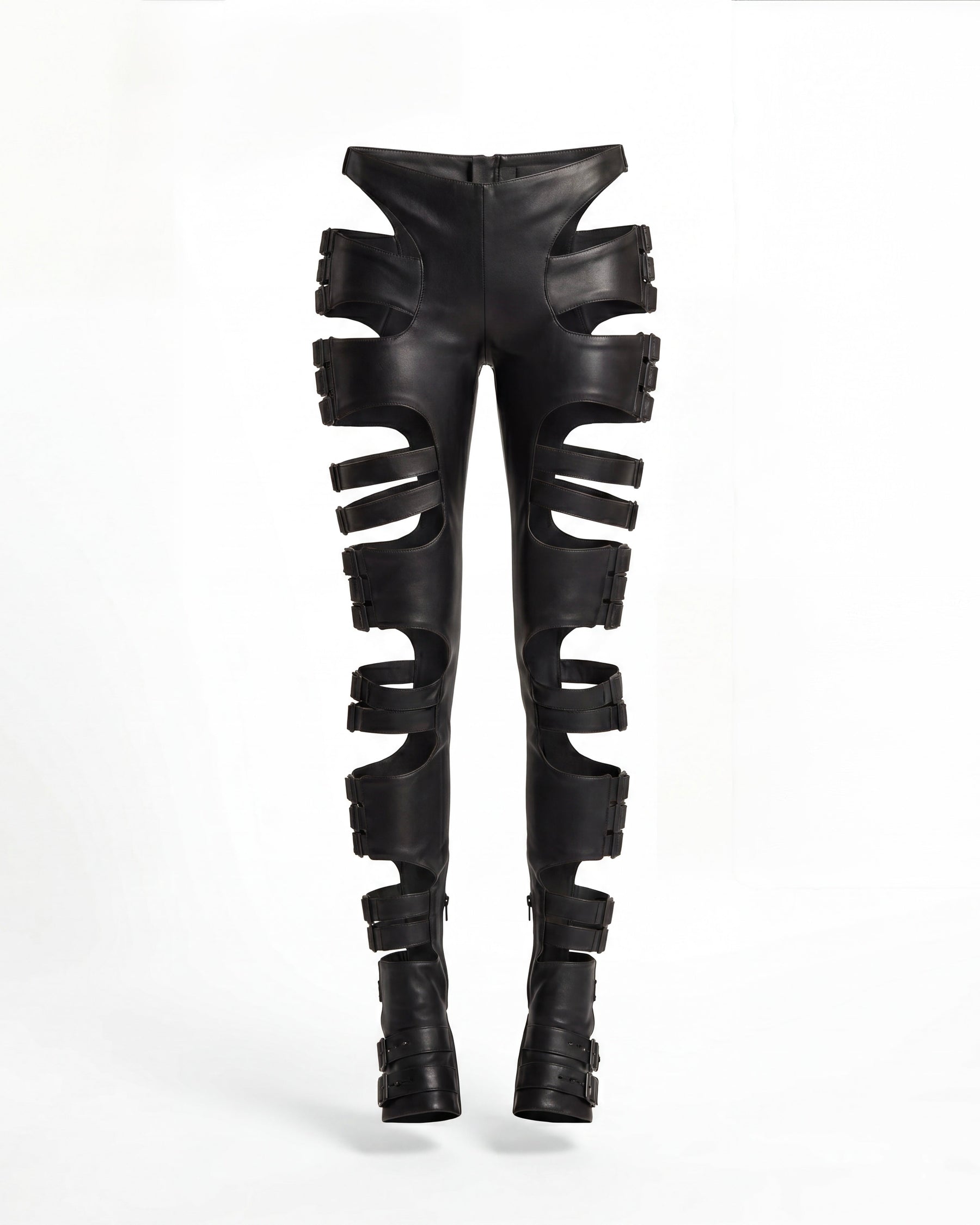 LEATHER CUT-OUT TROUSERS