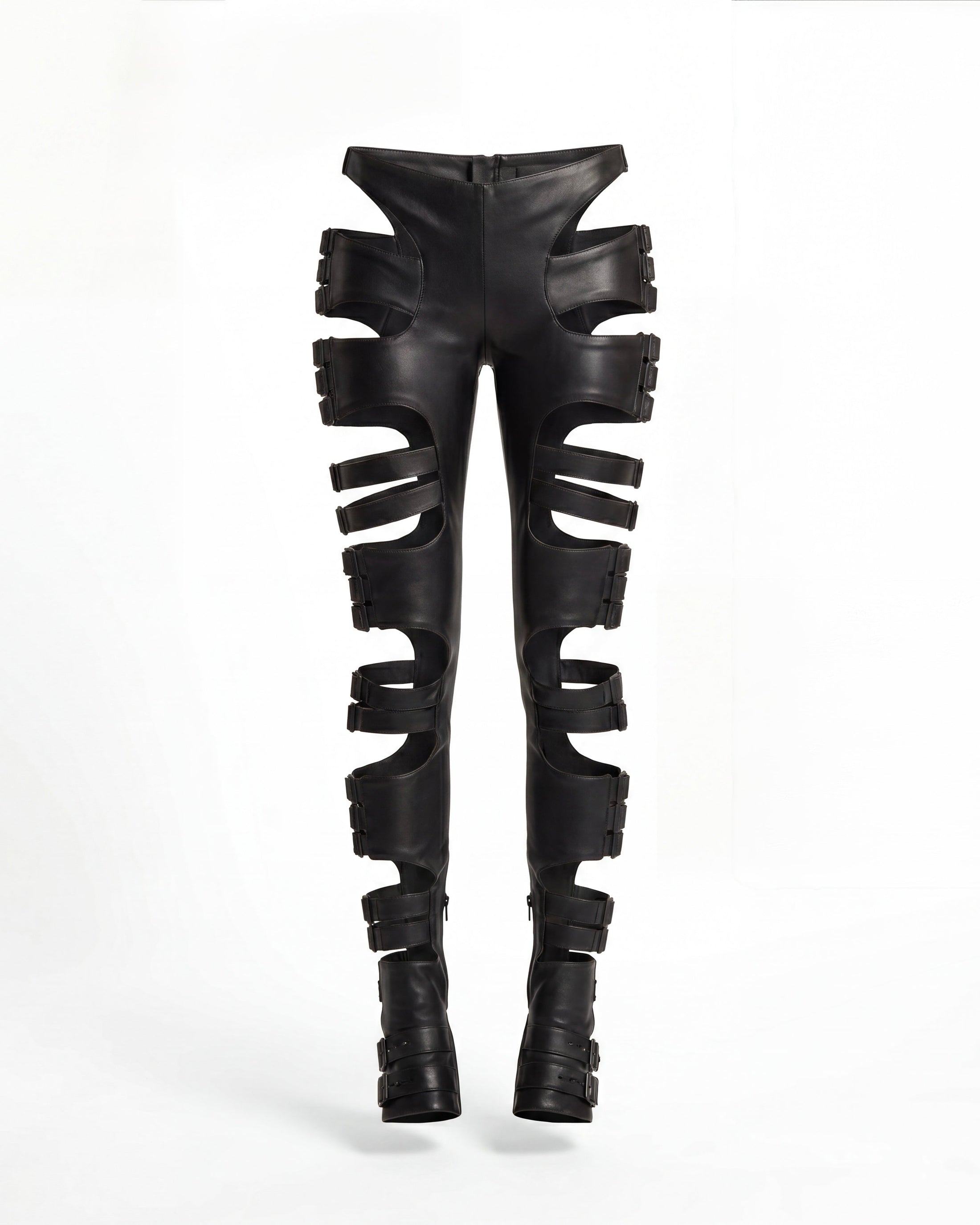LEATHER CUT-OUT TROUSERS