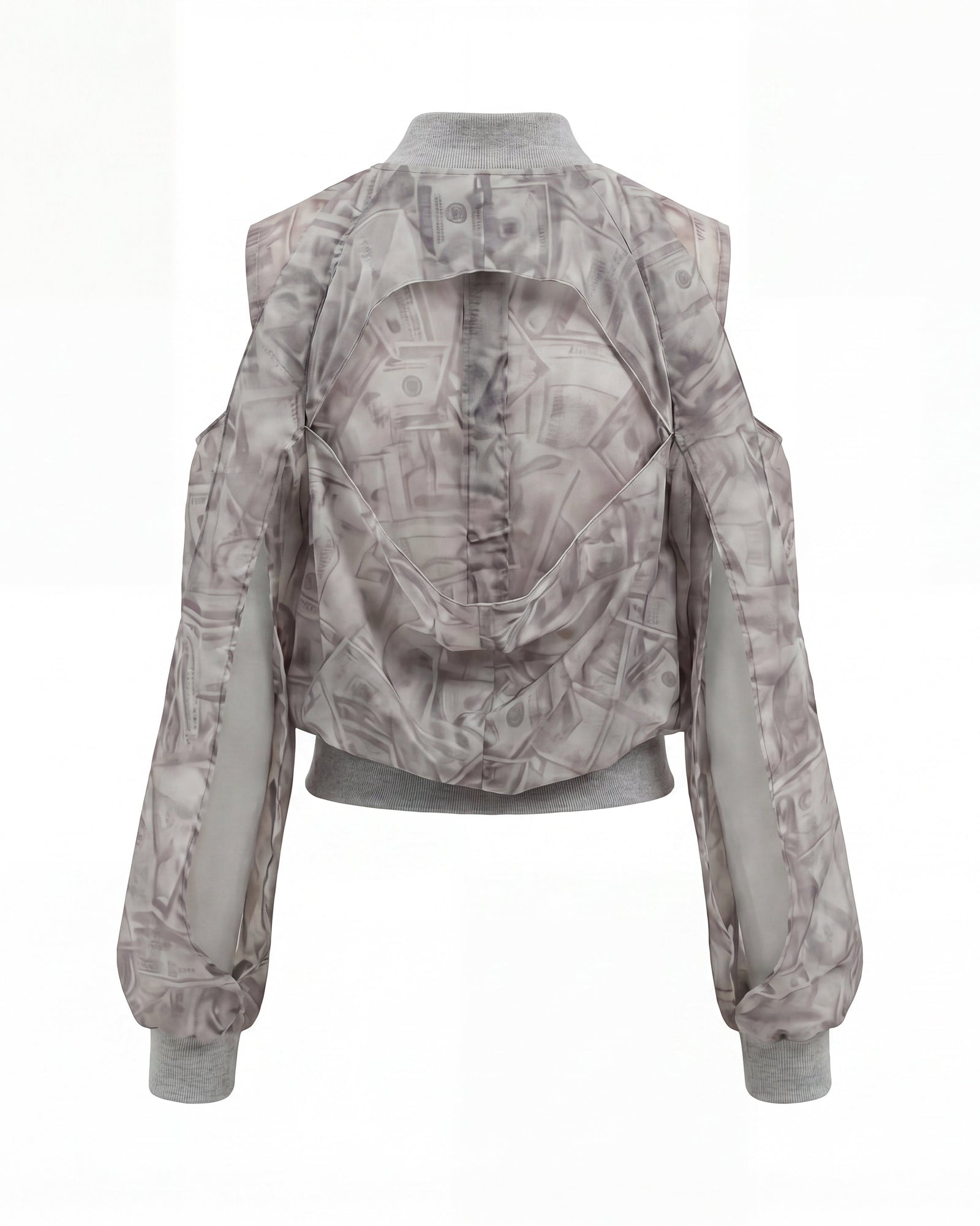 SILK TRANSPARENT DOLLAR PRINTED BOMBER
