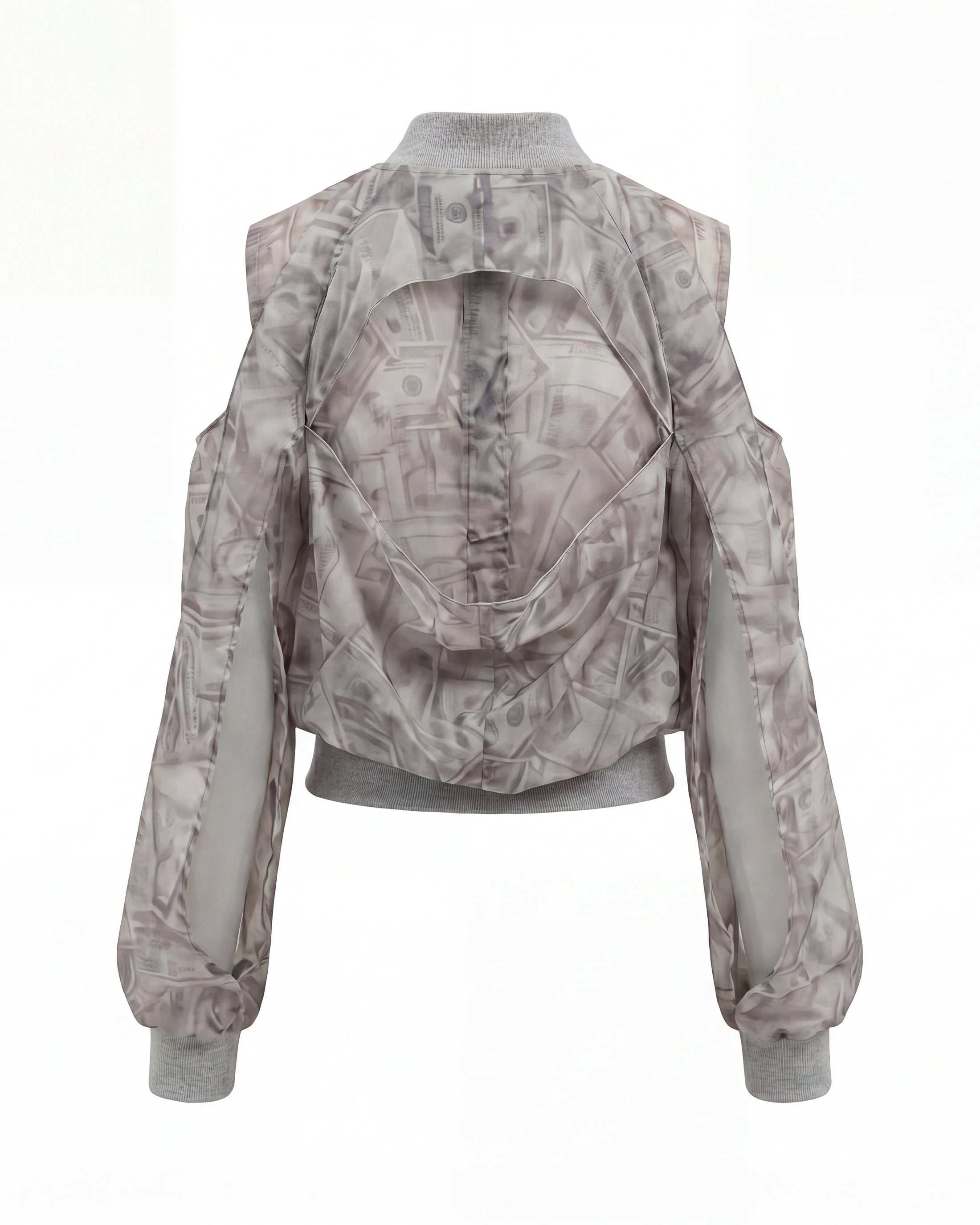 SILK TRANSPARENT DOLLAR PRINTED BOMBER