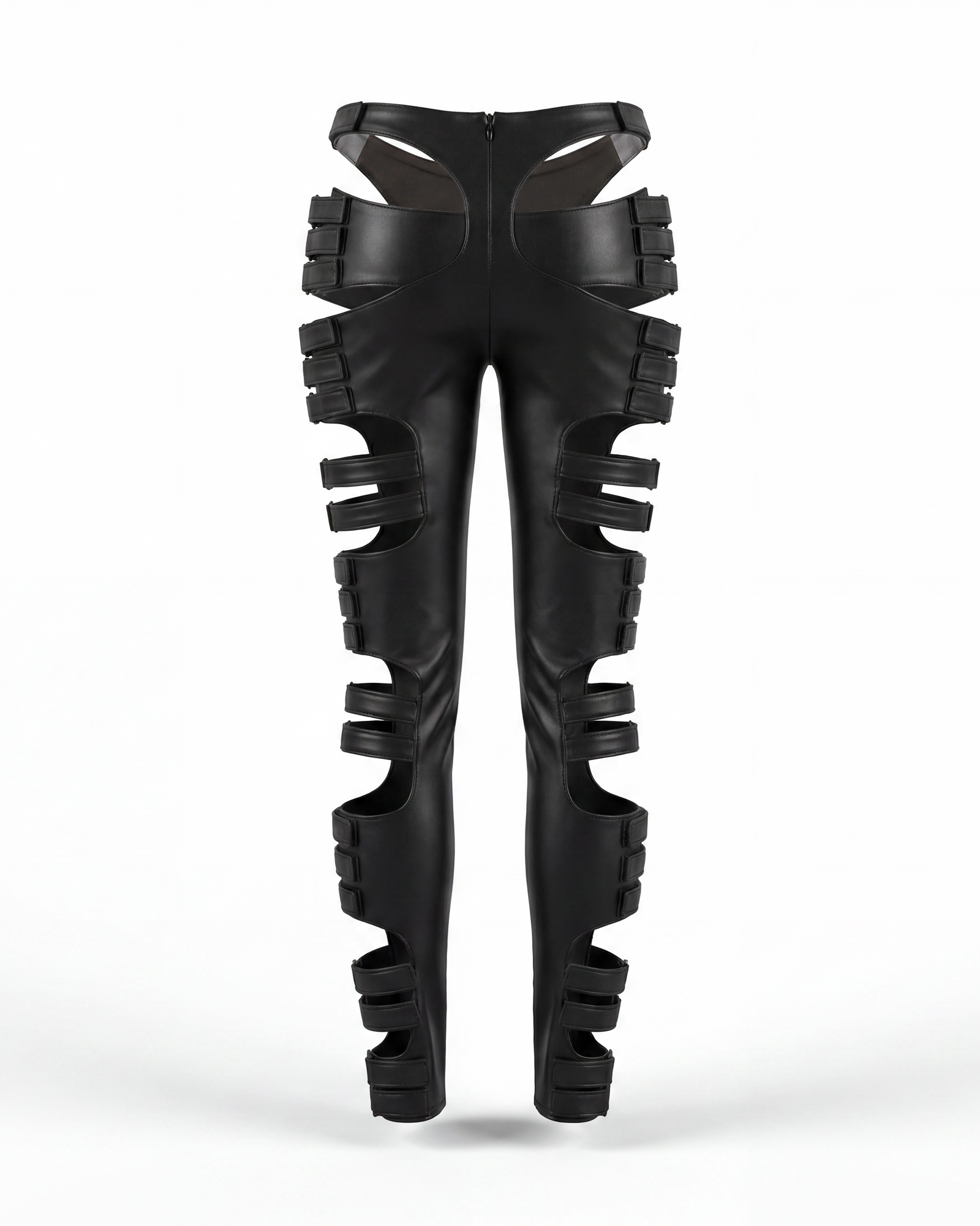 LEATHER CUT-OUT TROUSERS
