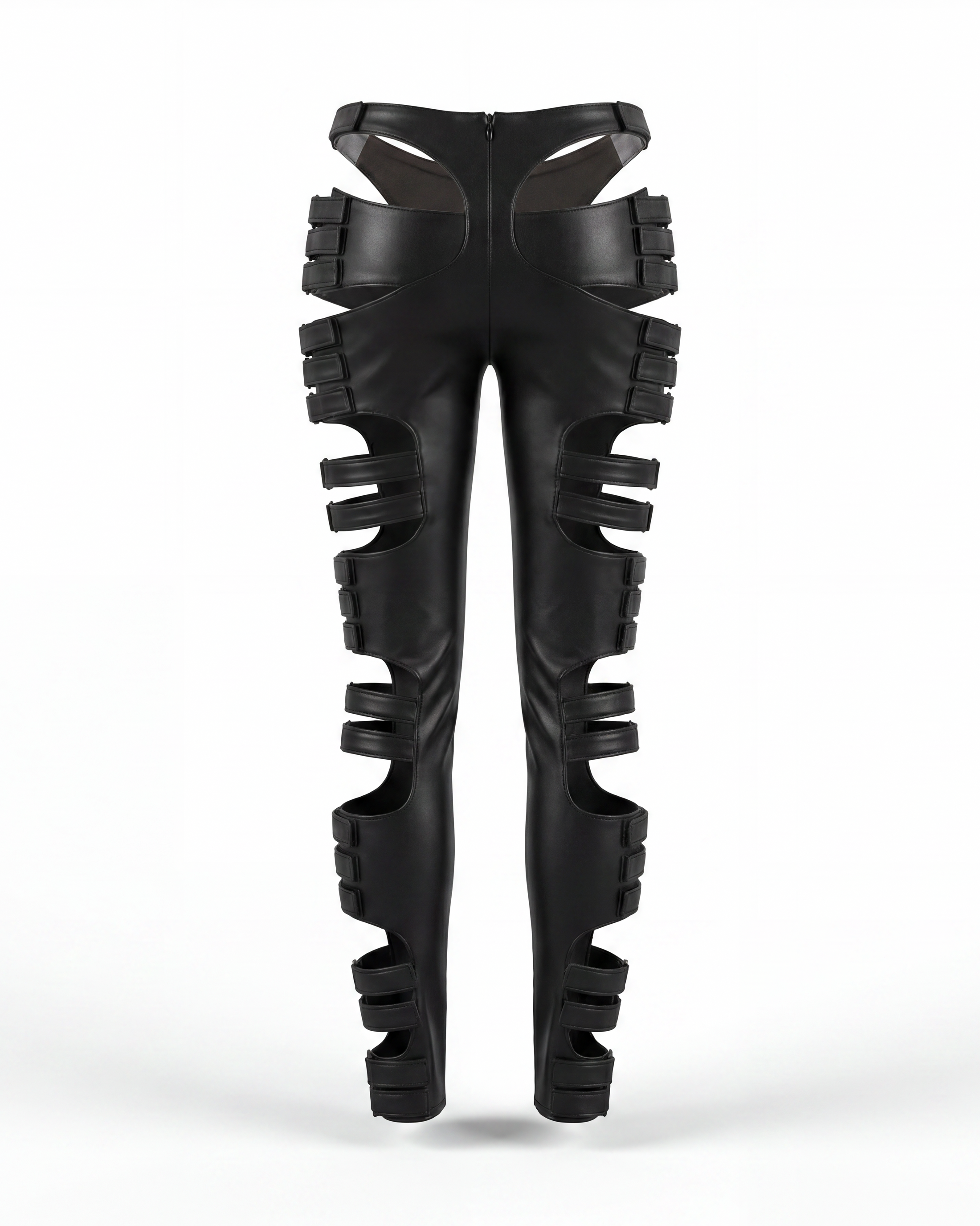 LEATHER CUT-OUT TROUSERS