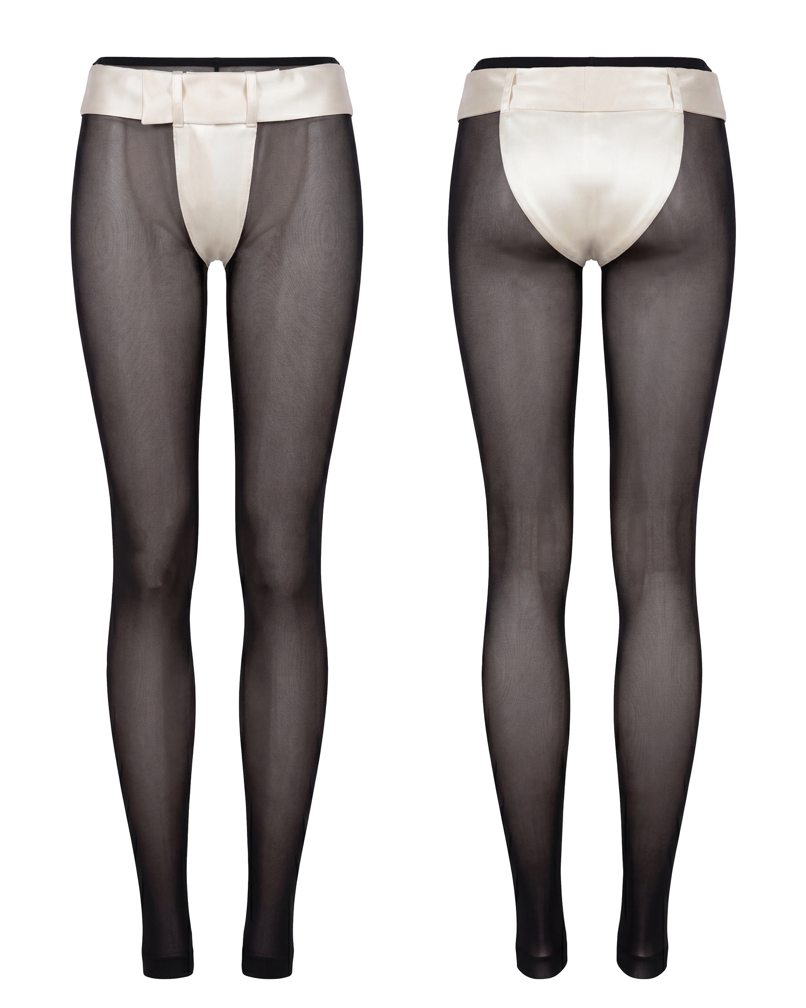 MESH AND SATIN BELTED LEGGINGS