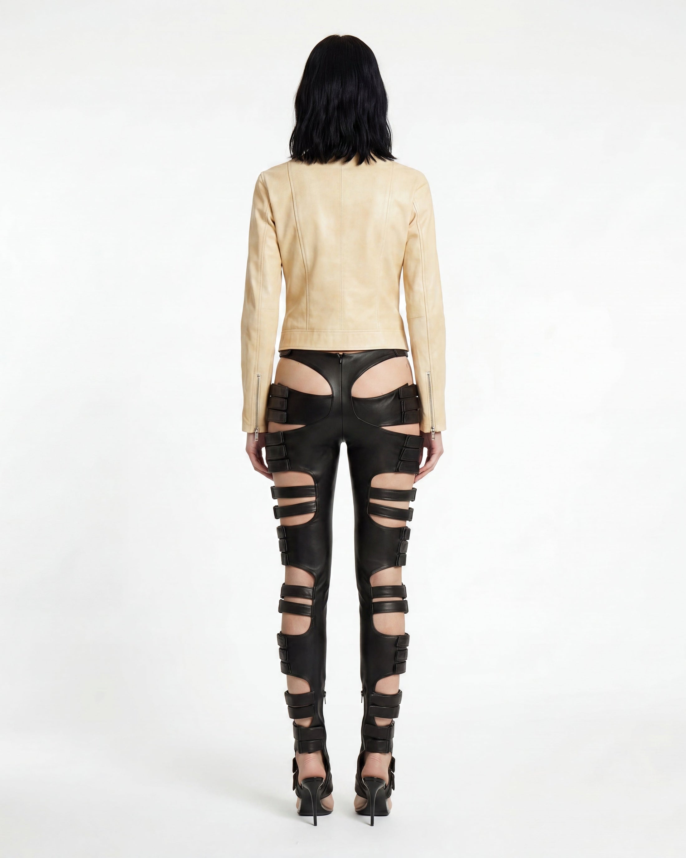 LEATHER CUT-OUT TROUSERS